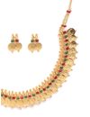 YouBella All Time Combo of Red Green Long Traditional Maharani Coin Jewellery Set and Red Green Coin Necklace Set